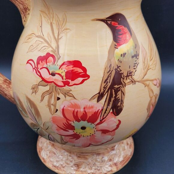 Burton & Burton Lowden Fields Ceramic Pitcher With Birds And Flowers - Picture 6 of 10